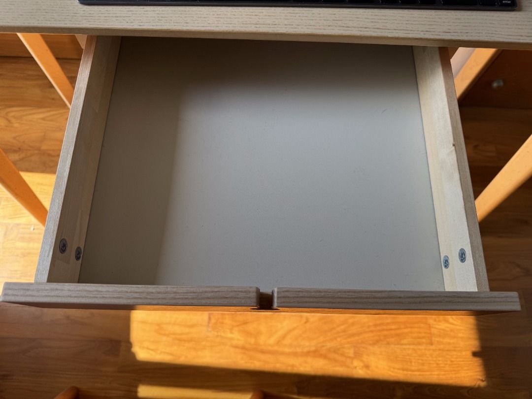 Ikea Computer and Study Table (Category: Tables & Sets) located in Singapore. Submitted by krnsth (Listing ID 1275496592, Image 2). Description: Ikea Computer and Study Table with Inbuilt drawer. Like New Hardly Used in Excellent Condition. Bought at $229. For more detail, check at https://www.ikea.com/sg/en/p/lisabo-desk-ash-veneer-10361746/ Available for Self Pick up at 15 West Coast Walk, S 127162. Other items in the image are shown for displa
