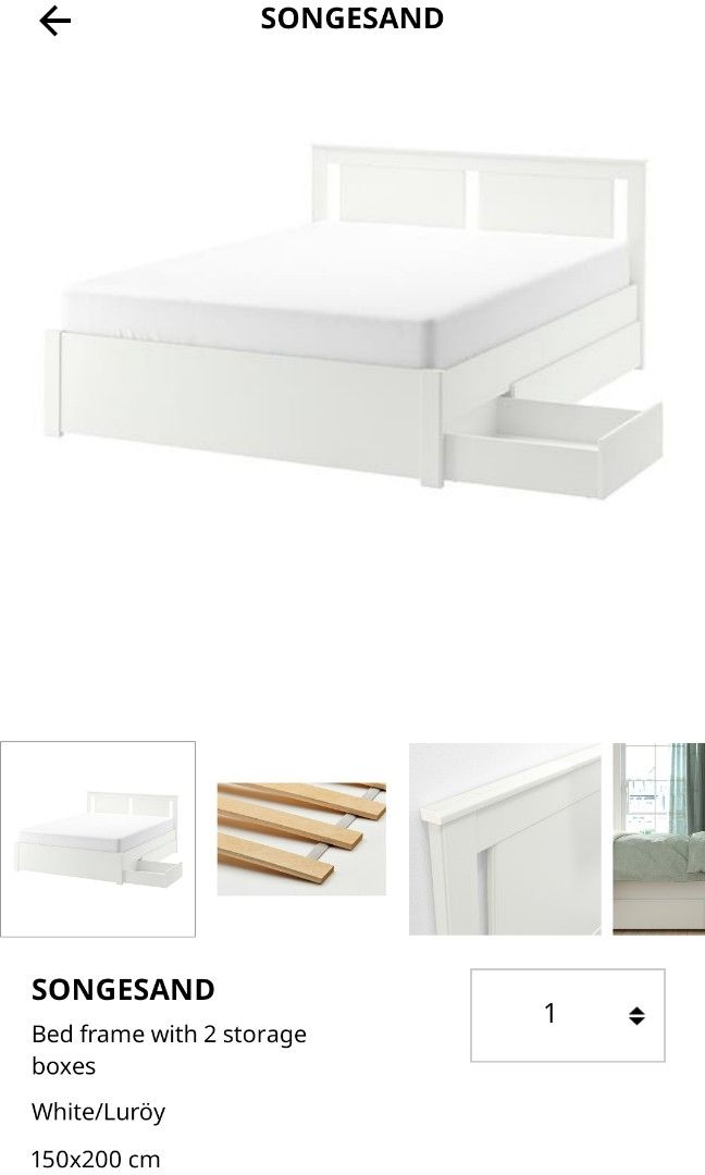 IKEA Songesand Bed with 4 storage boxes, Furniture & Home Living, Furniture, Bed Frames