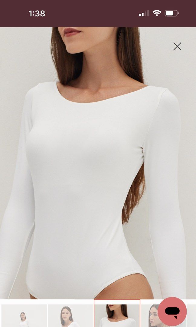 Love Bonito Kashlyn Padded Spandex White Bodysuit Long Sleeve