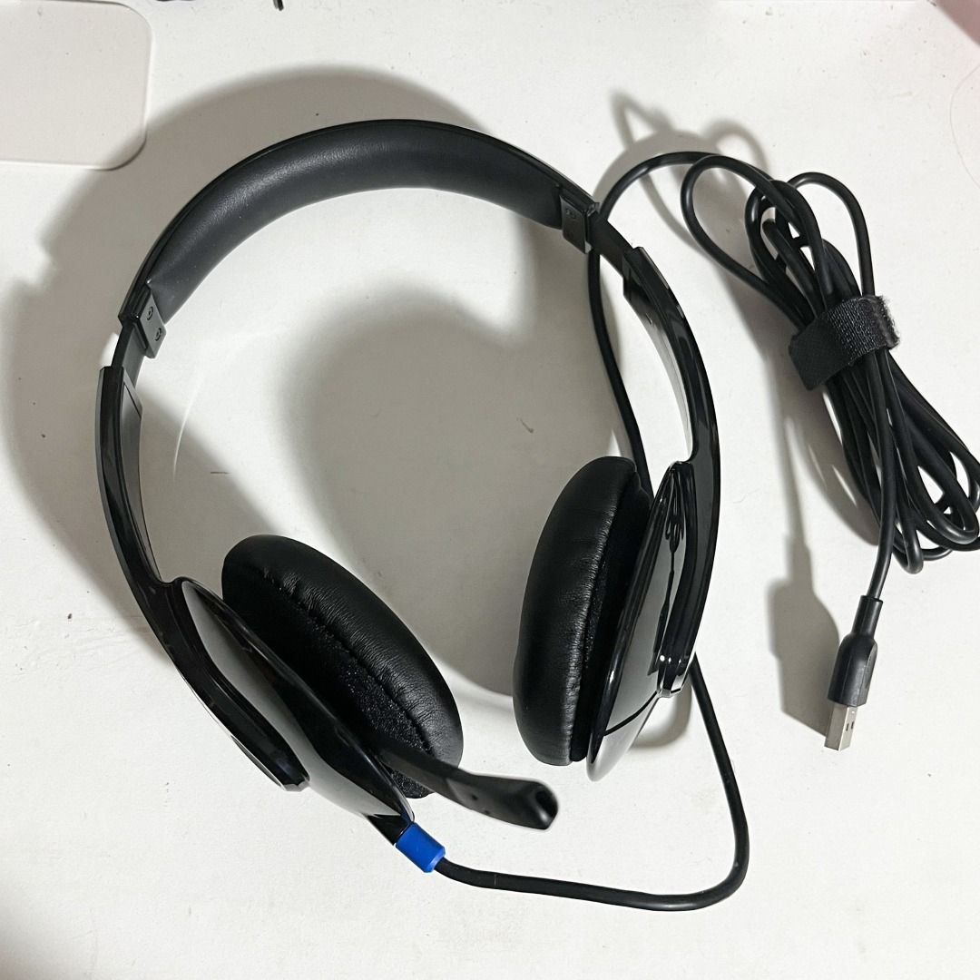 LOGITECH HEADPHONES WITH MIC USB, Audio, Headphones & Headsets on Carousell