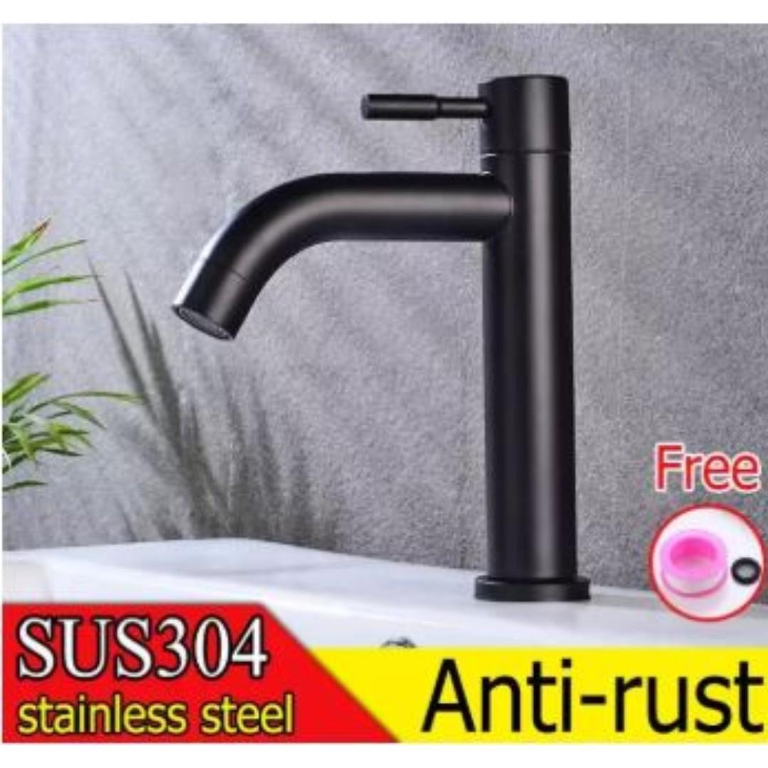 Matt Black Bathroom sink cold water tap, Furniture & Home Living