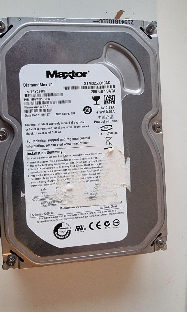 Maxtor 250gb hotsell