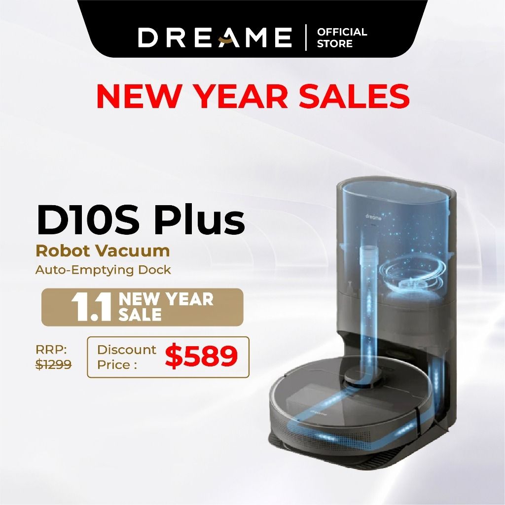NEW] Dreame D10 Plus / D10s Plus Robot Vacuum Cleaner, Auto-Empty 4L, 5,000Pa Suction Power, 2 Years Warranty