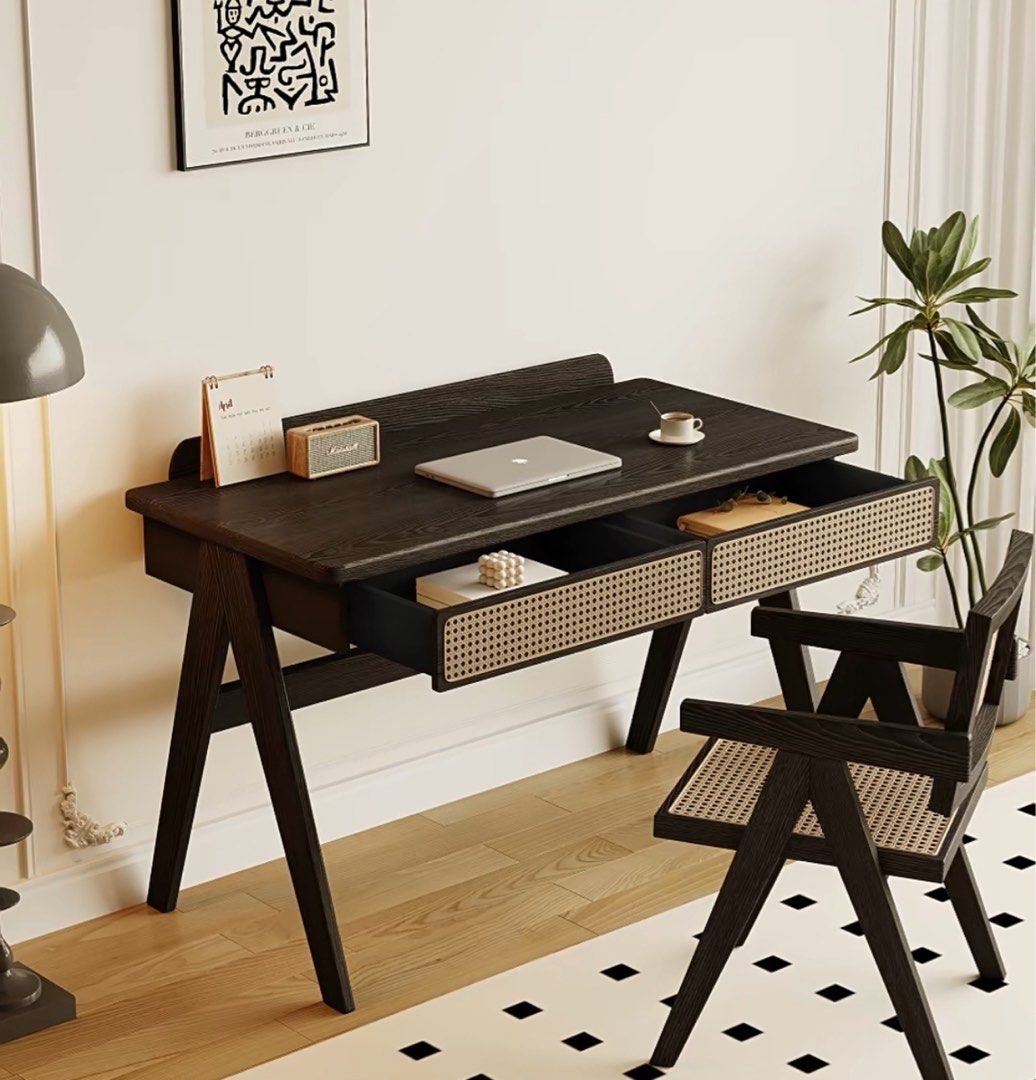 Study Table Rustic OLIVER Rustic Solid Wood Study Desk, Furniture & Home Living, Furniture ...
