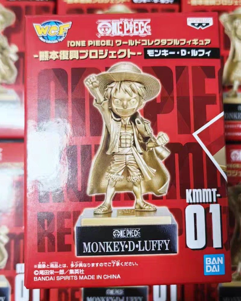 One Piece Kumamoto Reconstruction Project Mini Gold Statue Luffy, Nami