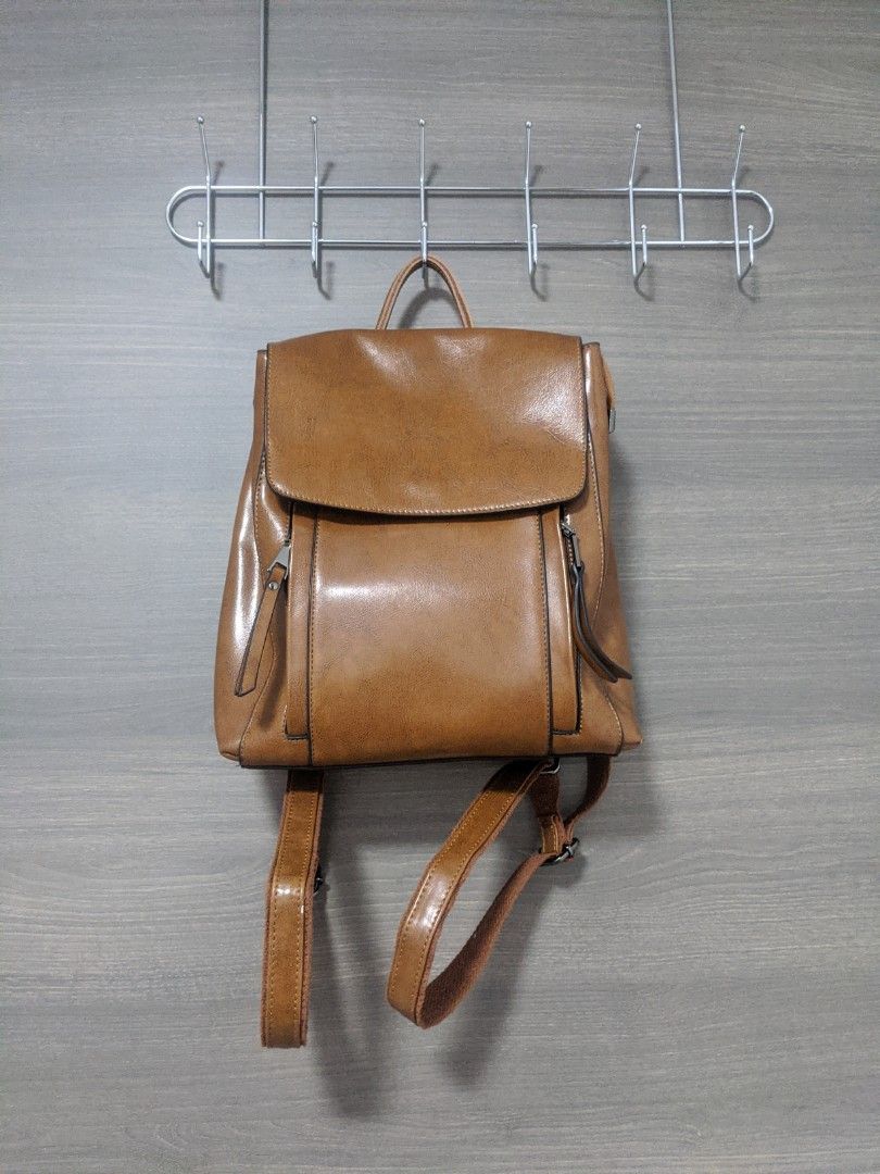 Real leather hotsell backpack