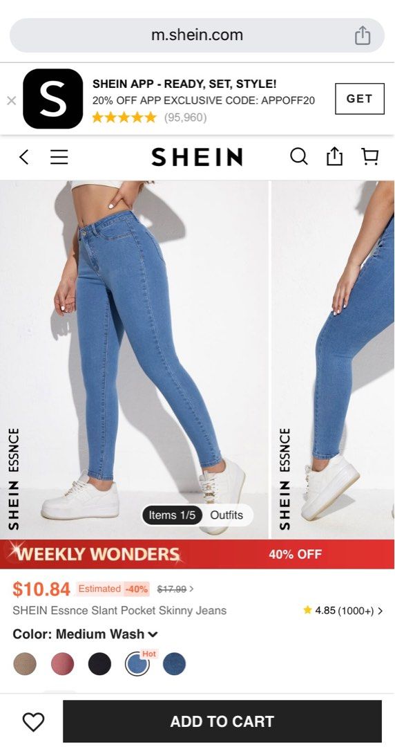 SHEIN Essnce Slant Pocket Skinny Jeans