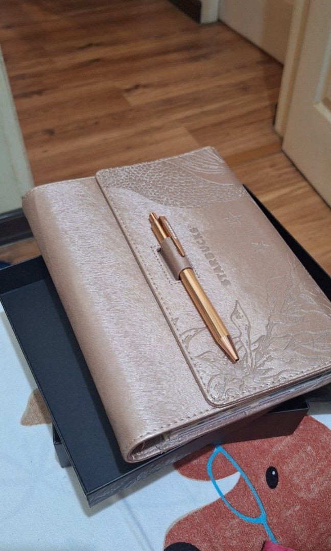 Starbucks Planner 2024 ALL Rose Gold (planner cover, pen, leather