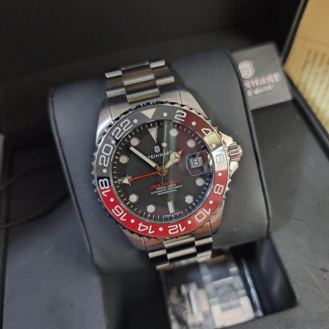Steinhart Ocean 39 GMT BLACK RED Ceramic Diver Watch Coke Men s