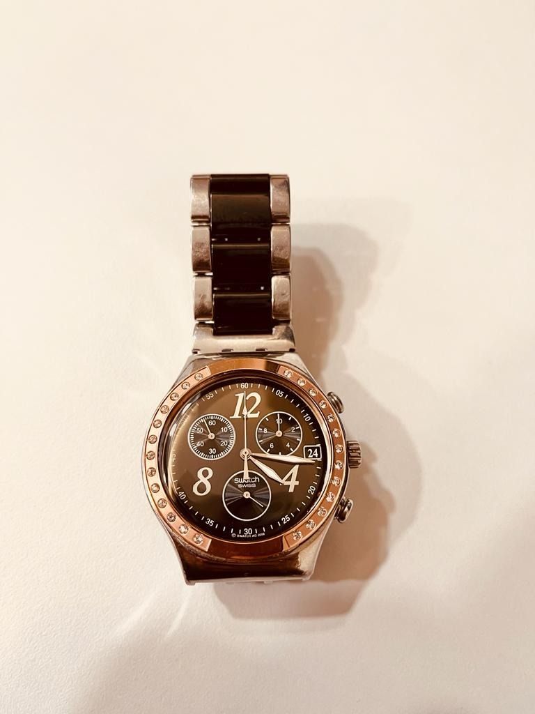 Swatch Quartz Bracelet Irony Chronograph Watch with Swarovski Crystals