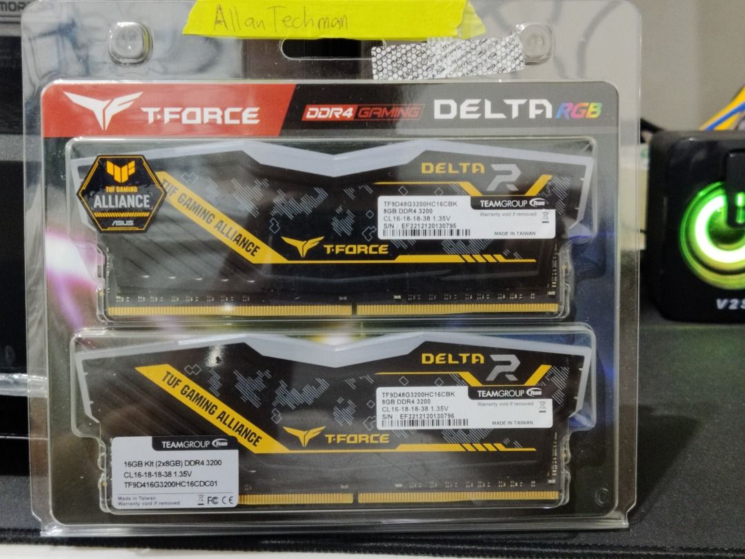 TEAMGROUP T Force Delta TUF Gaming Alliance RGB DDR4 16GB 2x8GB 3200MHz CL16 Desktop Gaming Memory Ram