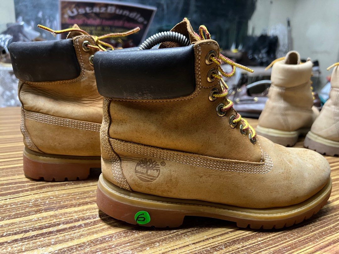 Yellow leather timberland boots store