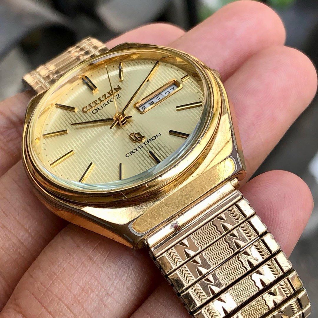 Citizen quartz deals crystron gold