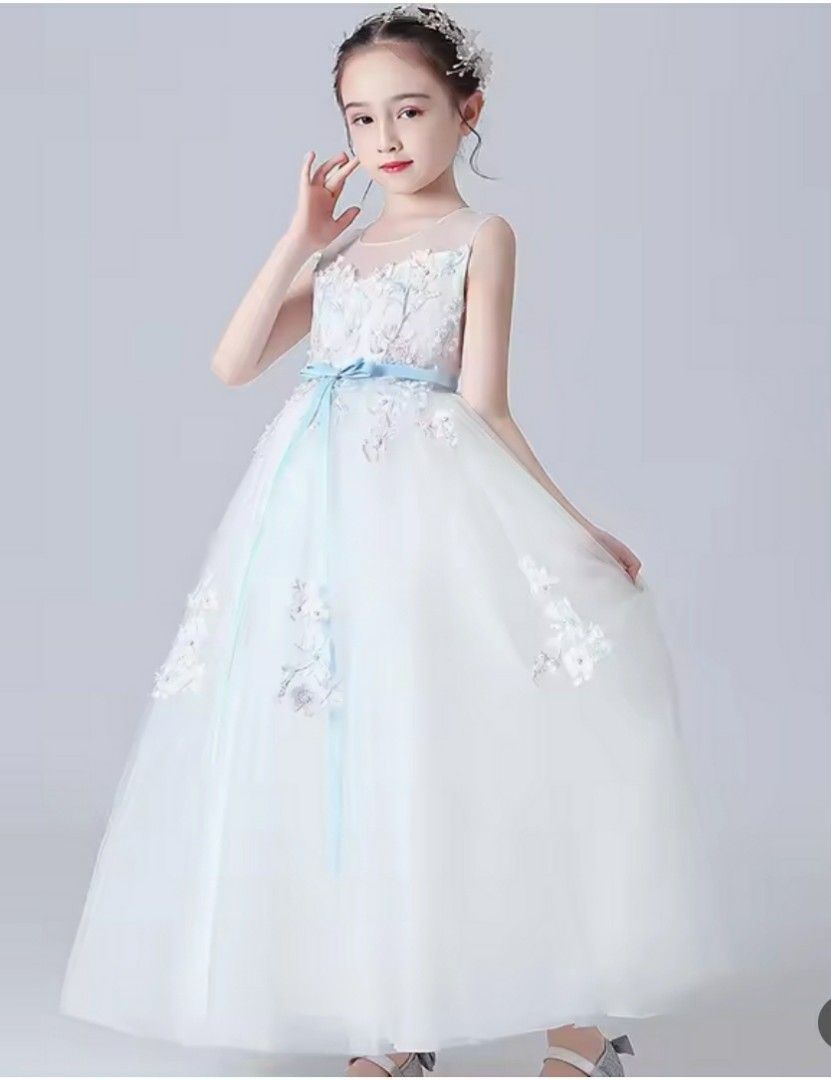 White and sky blue dress hot sale