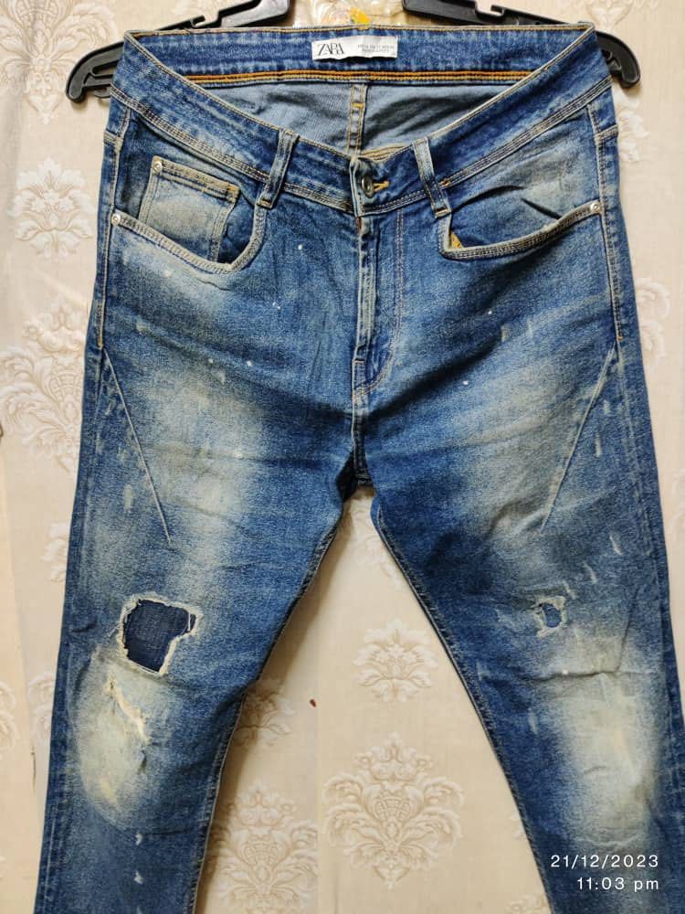 Jean With Cuff Zips. Blue. Slim Fit. Size 34. Zara. | Slim fit jeans, Zara  man jeans, Slim fit