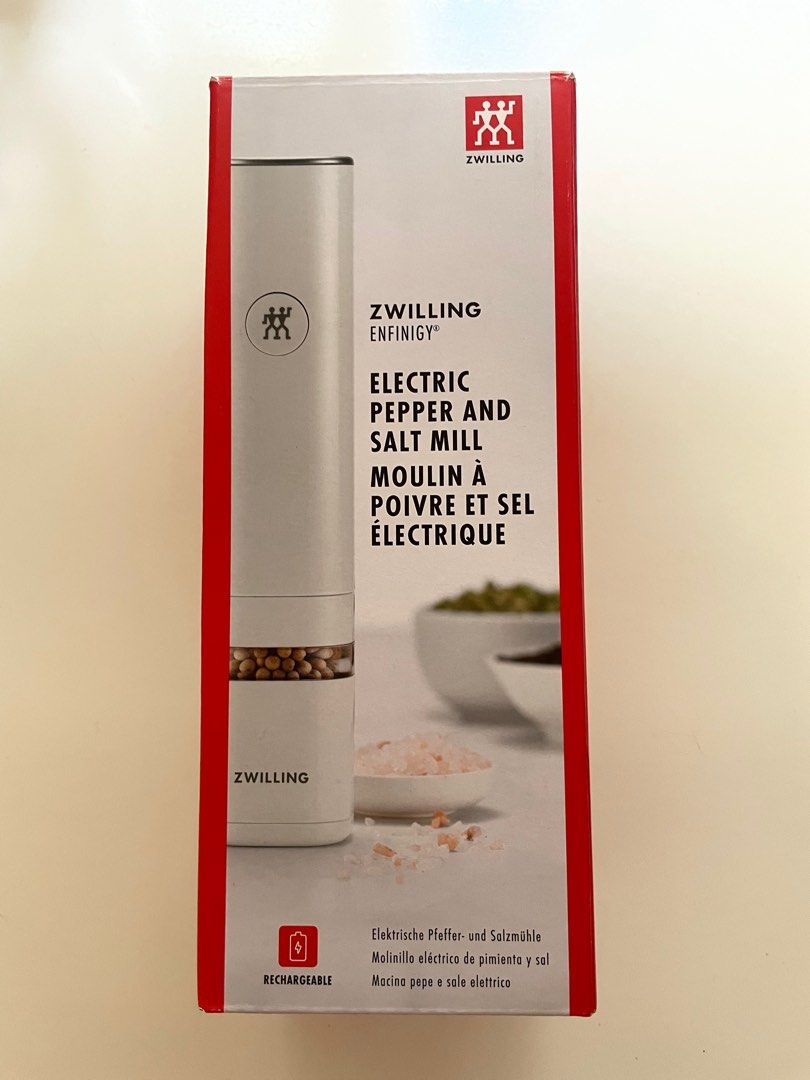 ZWILLING Enfinigy Rechargeable Electric Salt/Pepper Mill in White