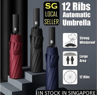 12 Ribs Automatic Umbrella Super Windproof Large Umbrella Auto Open Close Excellent Water Repellency