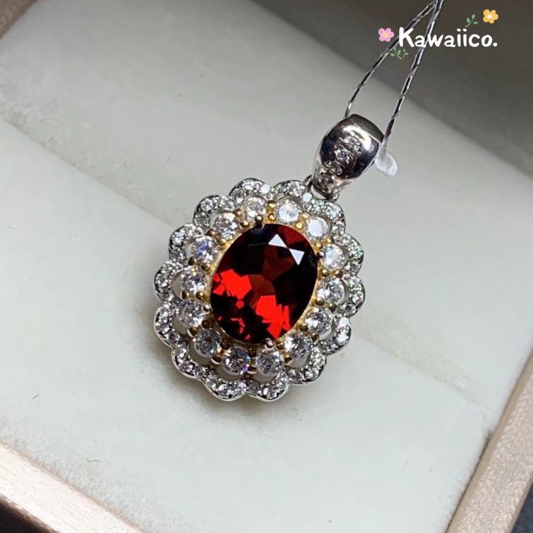 Garnet and diamond pendant necklace on sale