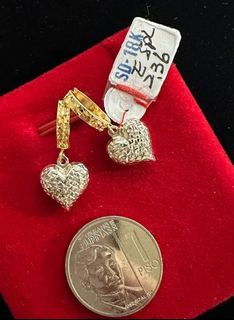 18K Saudi Gold dangling heart earrings