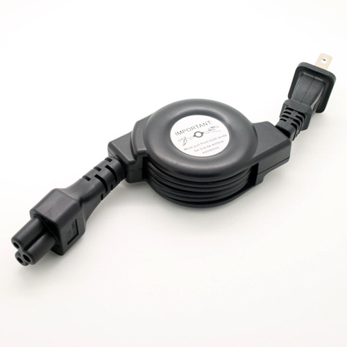 1 Meter Retractable Grounded to Ungrounded Laptop Power Cable for