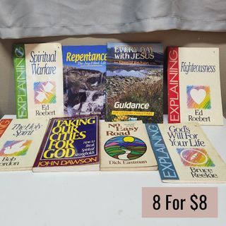 ❤️ 8 Books John Dawson Taking Our Cities For God Bruce Reekie God's Will For Your Life M. Basically Schlink Repentance OWR Everyday With Jesus Ed Roebert Spiritual Warfare Righteousness Bob Gordon Holy Spirit Christian Book