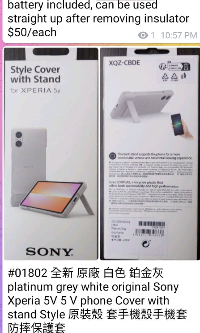 Official Sony Platinum Grey Style Cover Stand Case - Sony Xperia 1 V