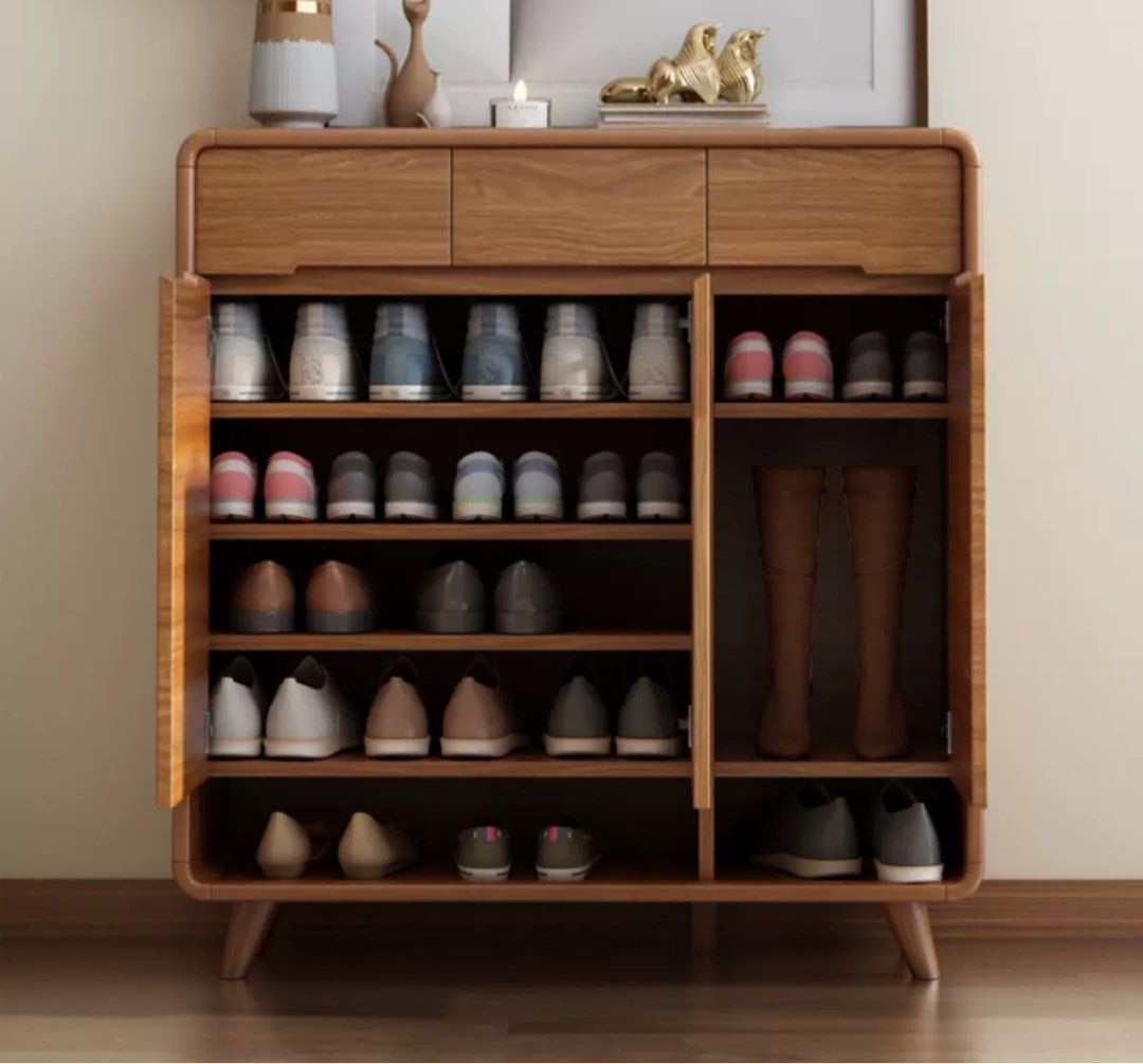 Walnut discount shoe storage
