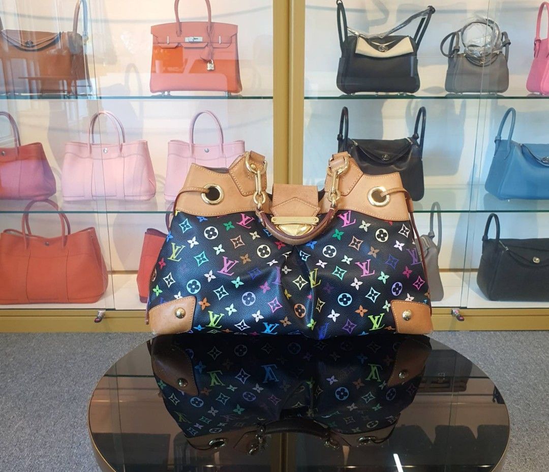 Authentic L . V Ursula Multi Color Black Tote Bag Year 2008