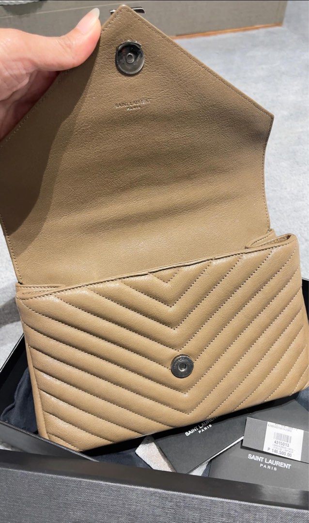 Authentic YSL college medium (Category: Luxury Bags & Wallets) located in San Pedro. Submitted by roan325 (Listing ID 1269348103, Image 3). Description: Authentic monogram YSl college bag in medium size Etoupe Complete set with receipt.