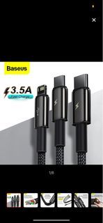 Baseus 3 in 1 metal charger usb cable