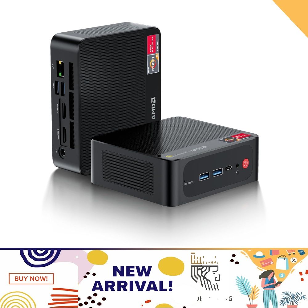 Beelink Mini PC, AMD Ryzen 5 5560U(6C/12T, Up to 4.0GHz), 16GB DDR4 RAM  500GB NVMe SSD, SER5 Mini Computers Support 4K@60Hz Triple