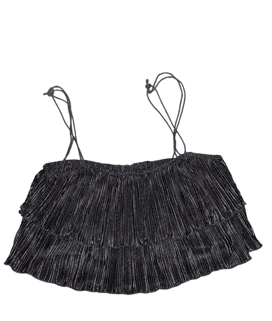 Black Ruffle Cami Top and Flare Leg Pants Set Size XS Women s