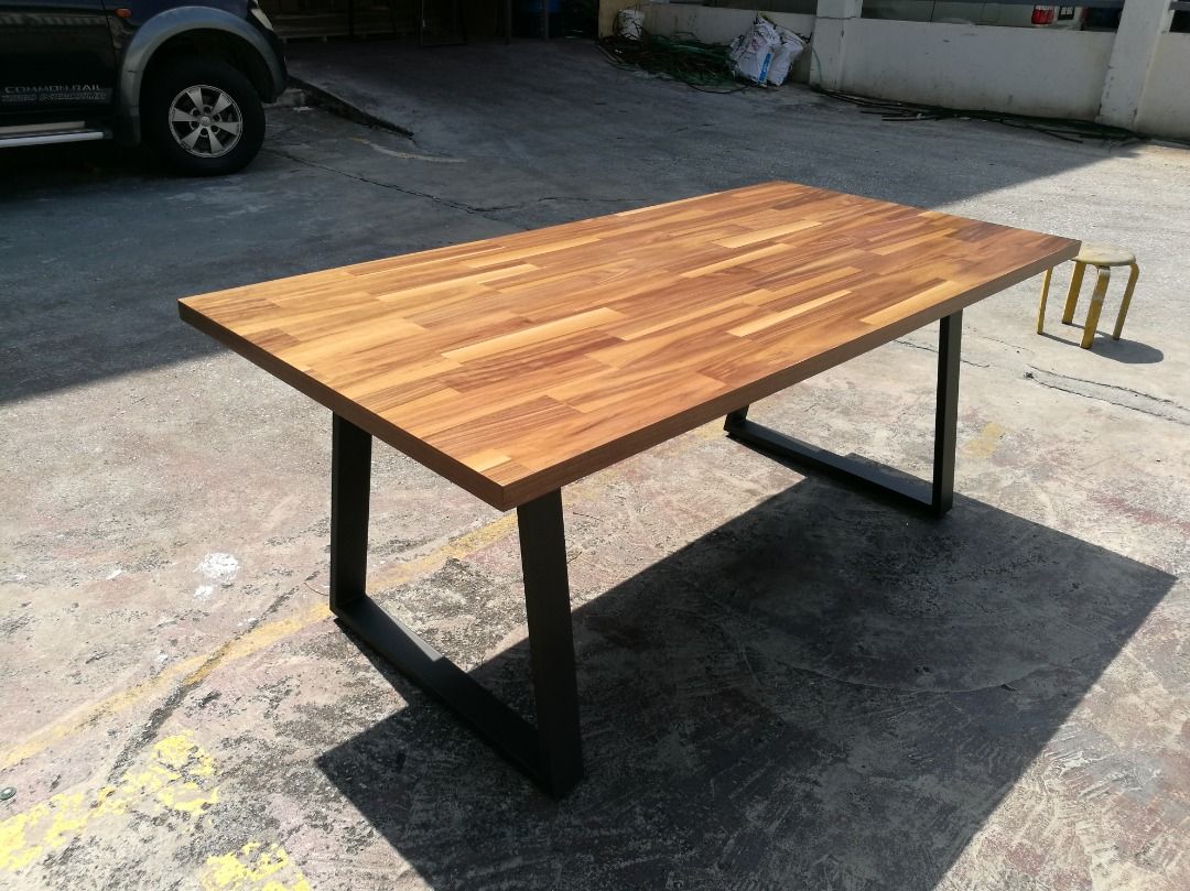 Block Table (Category: Tables & Sets) located in Klang. Submitted by hermozadesign (Listing ID 1269368939, Image 1). Description: Block Dining Table | Block Desk *DIRECT FROM FACTORY* Thickness : • 3.6cm Package comes with : • 1 Table Top • 1 Pair of Black Metal Legs Price list : Table : RM 999.00 /unit Chair : RM 200.00 /unit Table + 4 Chairs : RM 1700.00 /set Table + 6 Chairs : RM 2100.00 /set Notes: • No Showroom • Self-assembly Required.