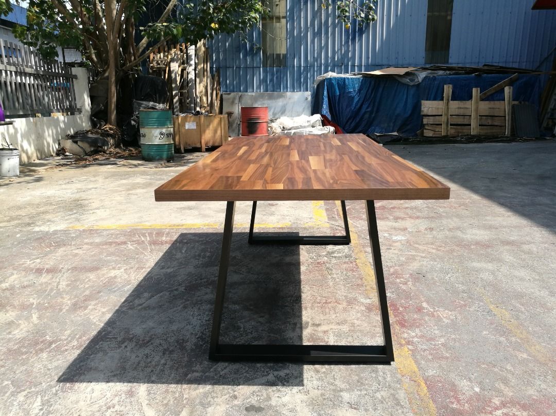 Block Table (Category: Tables & Sets) located in Klang. Submitted by hermozadesign (Listing ID 1269368939, Image 2). Description: Block Dining Table | Block Desk *DIRECT FROM FACTORY* Thickness : • 3.6cm Package comes with : • 1 Table Top • 1 Pair of Black Metal Legs Price list : Table : RM 999.00 /unit Chair : RM 200.00 /unit Table + 4 Chairs : RM 1700.00 /set Table + 6 Chairs : RM 2100.00 /set Notes: • No Showroom • Self-assembly Required.