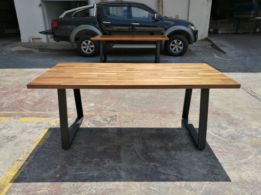 Block Table (Category: Tables & Sets) located in Klang. Submitted by hermozadesign (Listing ID 1269368939, Image 3). Description: Block Dining Table | Block Desk *DIRECT FROM FACTORY* Thickness : • 3.6cm Package comes with : • 1 Table Top • 1 Pair of Black Metal Legs Price list : Table : RM 999.00 /unit Chair : RM 200.00 /unit Table + 4 Chairs : RM 1700.00 /set Table + 6 Chairs : RM 2100.00 /set Notes: • No Showroom • Self-assembly Required.