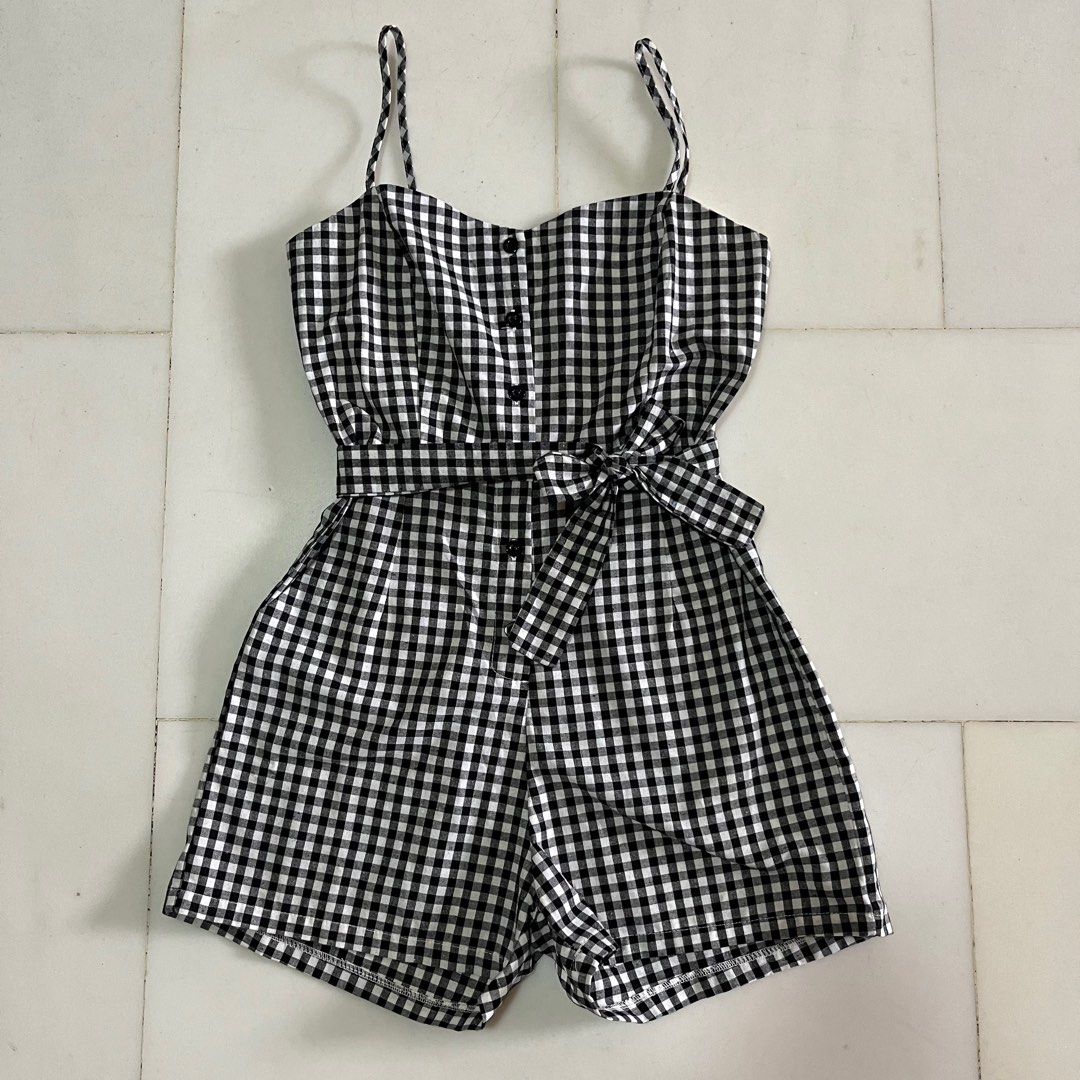 Black and white checkered romper new arrivals