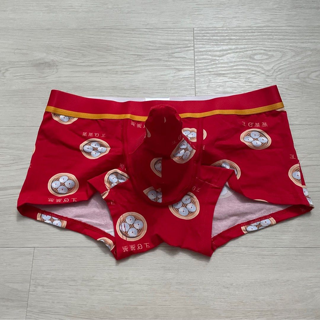 BN) Men's Funny Printed Boxers Shorts Briefs U Pouch Elephant Nose Bulge  Underwear 🩲 578-Red-ML