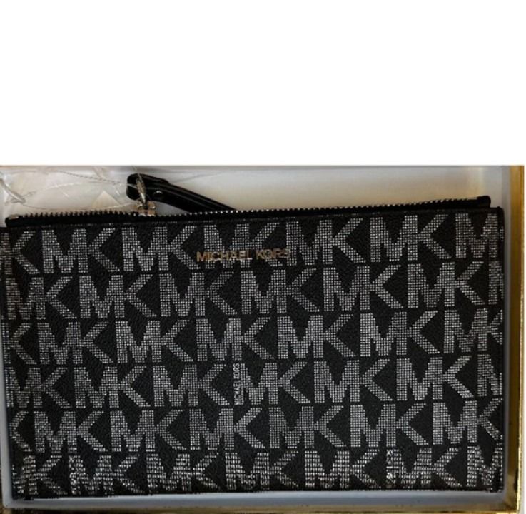 Michael kors large store zip clutch wristlet black