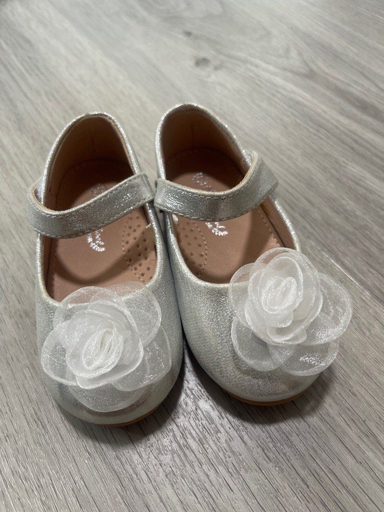 Childrens bridesmaid top shoes silver