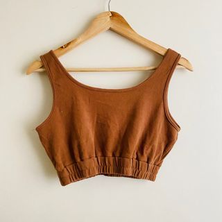 Brown Velvety Cropped Top