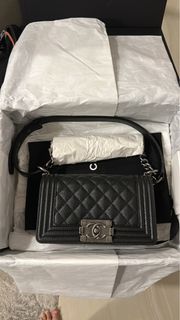 LNIB Chanel Le Boy Small Caviar Black / Rhw