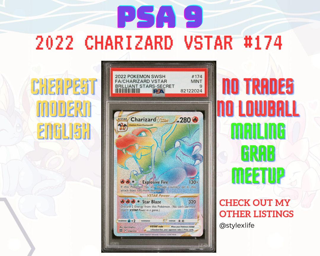 pokemon card 174 172 Charizard VStar 174/172 Brilliant Stars CGC 9.5  L.A. Mood Comics and Games this item offers a spectacular aesthetic for a gallery Dracovish V 114/172 - Brilliant