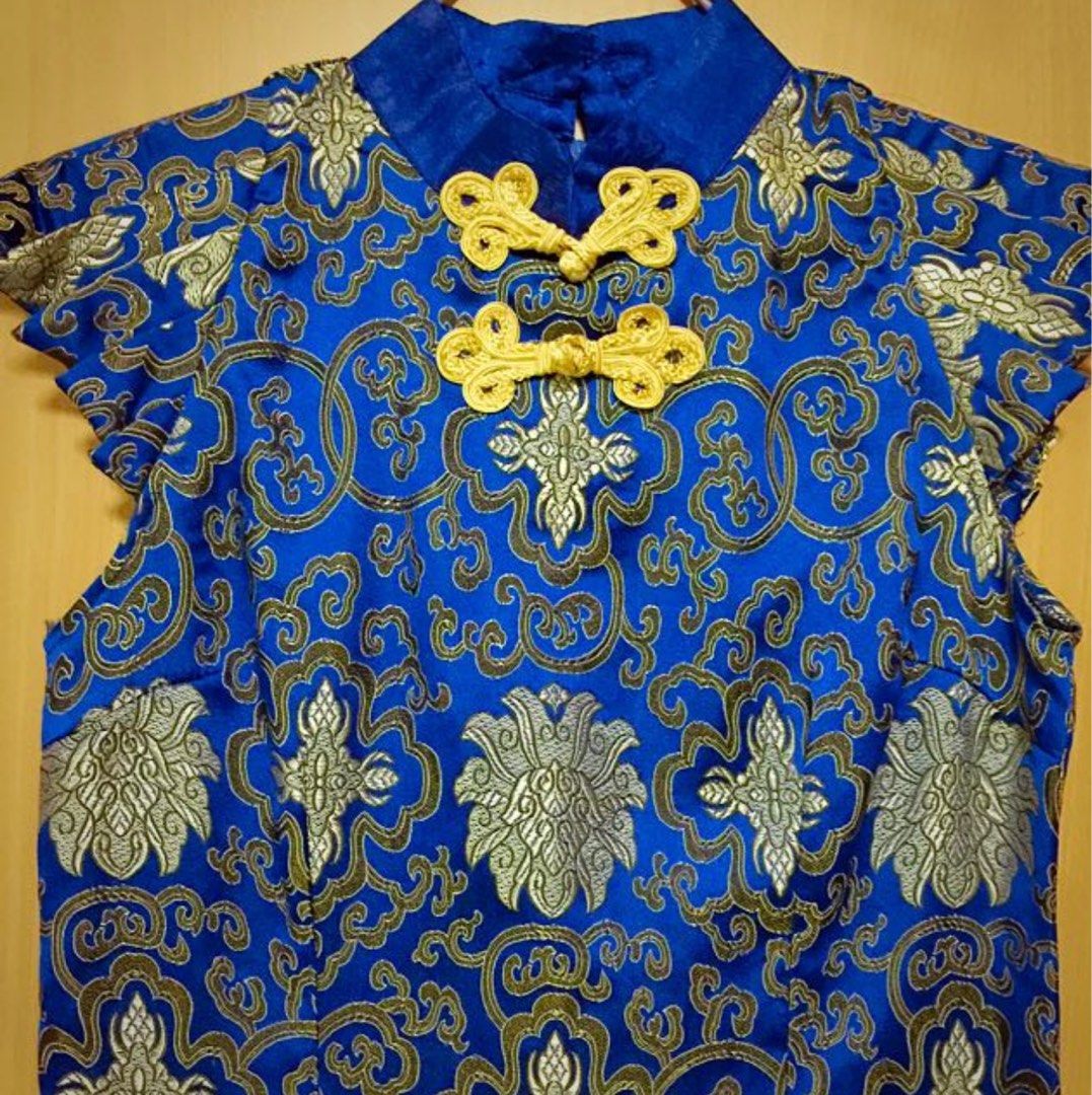 slim fit dress slacks Cheongsam Qi Pao Blue Chinese Long Dress – Better Dresses Vintage main image 1