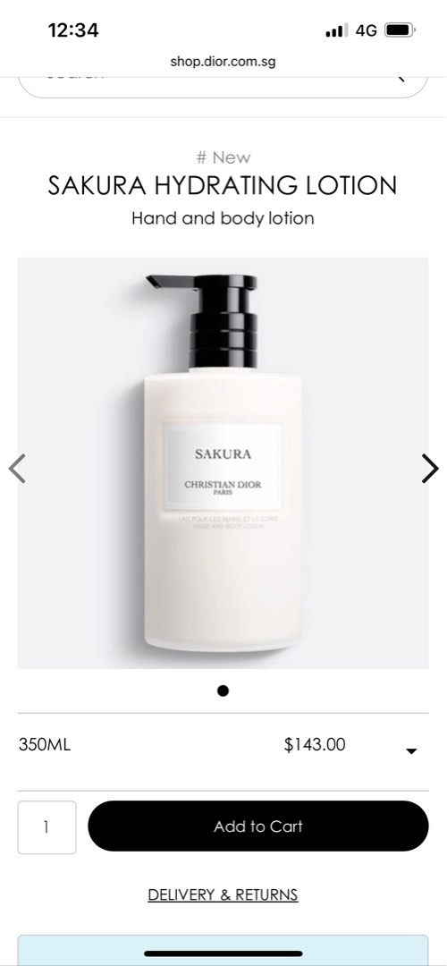 Christian Dior Sakura body lotion 350ml Beauty Personal Care