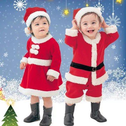 Size 120 and 160 Girl Christmas costume baby boy and girl Santa Claus short version costume set C16 C15 Babies Kids Babies Kids Fashion on Carousell