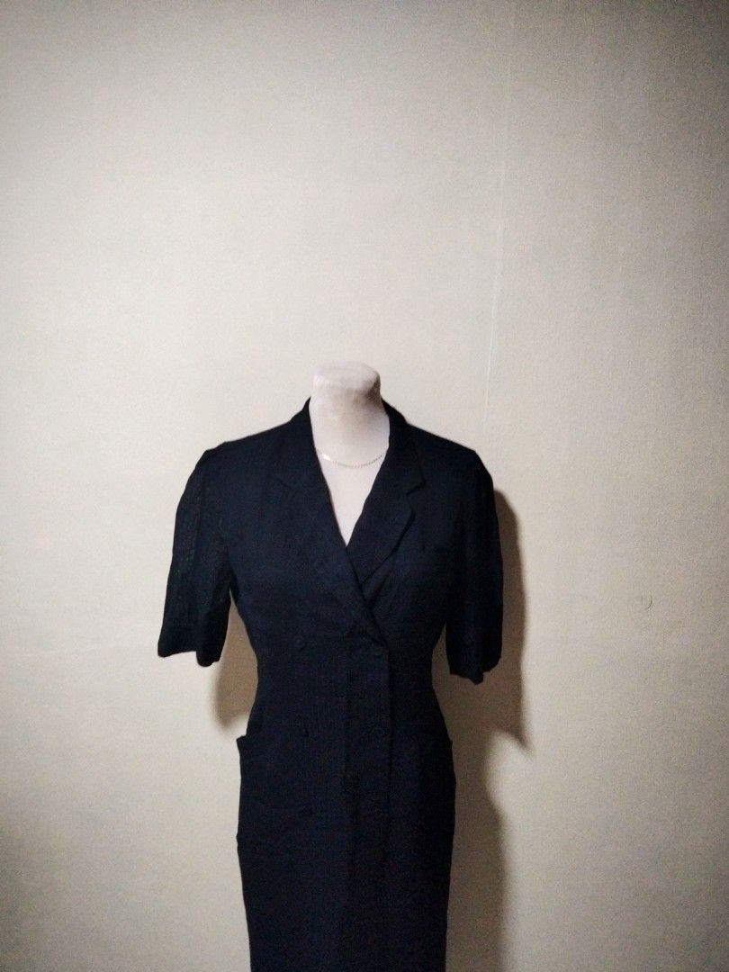 12835 Black Double Breasted Dress main image 1