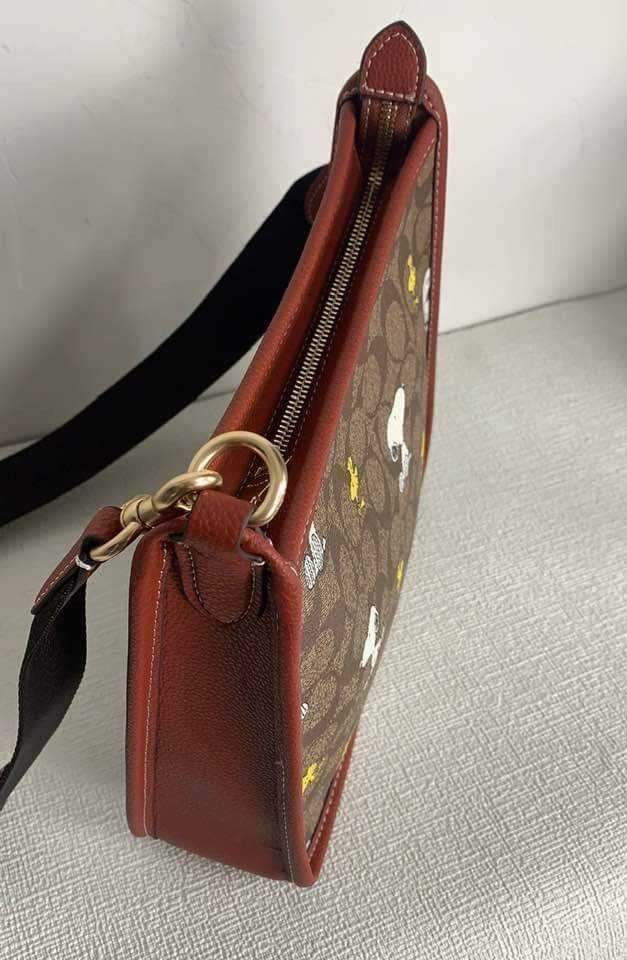 Coach X Peanuts Dempsey File Bag In Signature Canvas With Snoopy