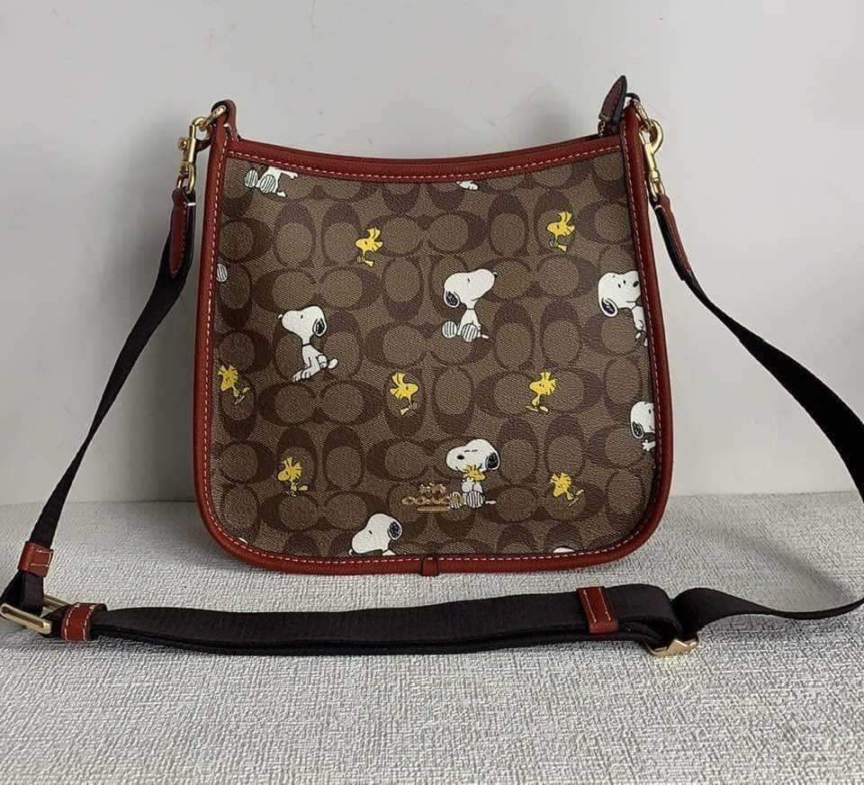 Coach X Peanuts Dempsey File Bag In Signature Canvas With Snoopy