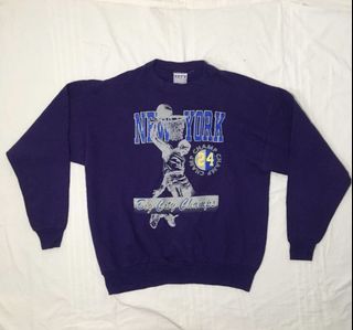 crewneck new york sweatshirt hoodie newyork big city champs sweater ungu purple outerwear luaran top atasan vintage basketball man men woman women unisex oversized