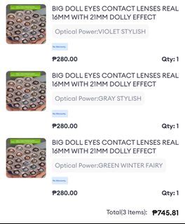Doll eyes contact lenses 16mm